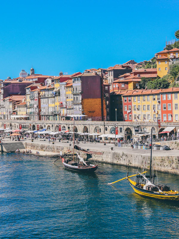 Colorful waterfront buildings in Porto, Portugal
